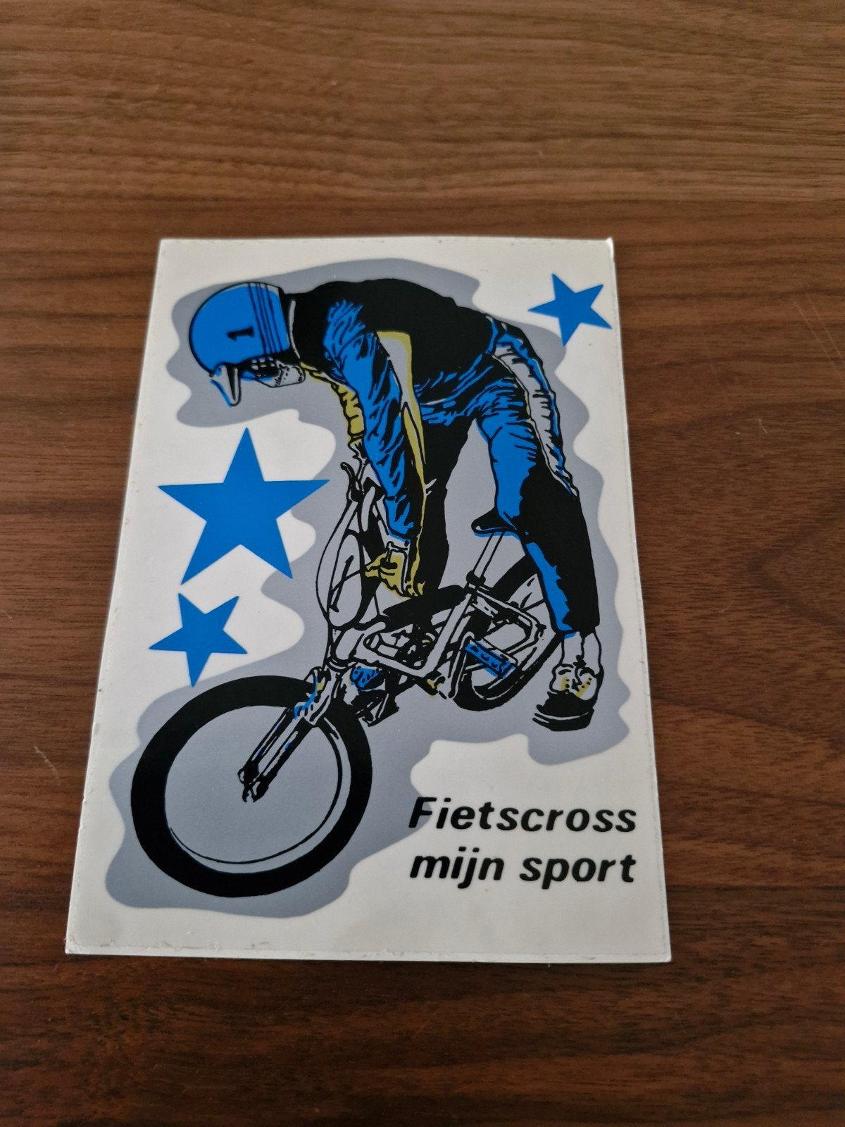 034  Fietscross Sticker 17x12 cm - 'Fietscross mijn sport', Ophalen of Verzenden, Zo goed als nieuw, Sport