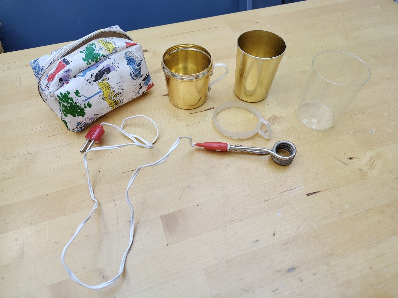 Vintage reisdompelaar (waterkoker) in etui, Ophalen of Verzenden