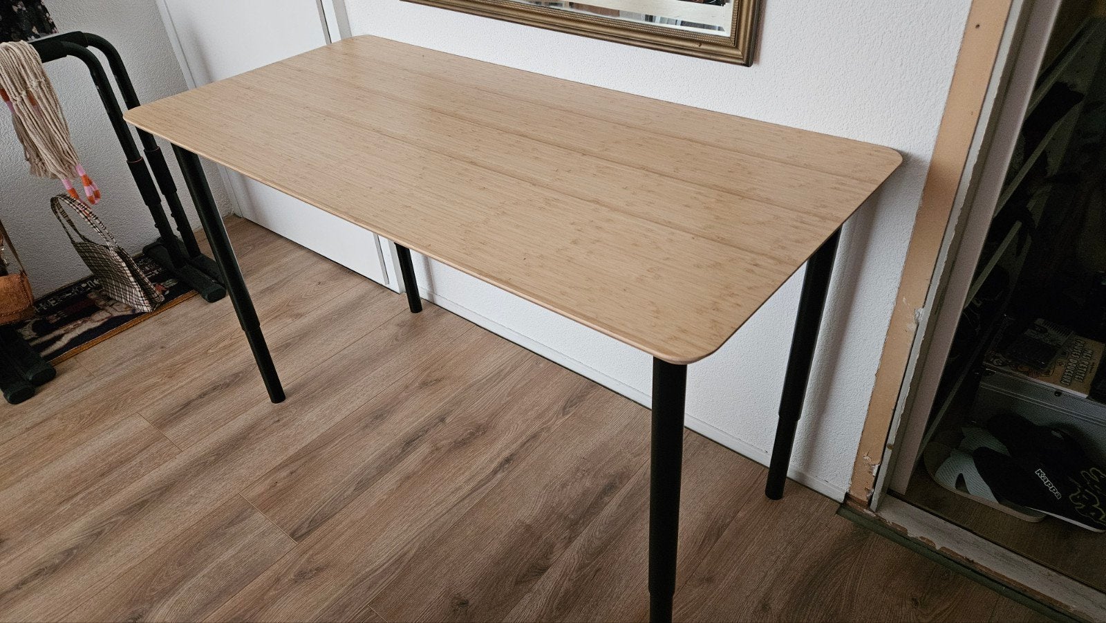 Nieuw bamboe tafelblad met verstelbare poten 140x65 cm, Ophalen