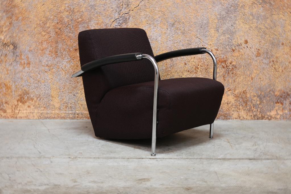 IZGS Leolux Scylla designfauteuil donkerrode/paarsige stof, Leolux, Leolux, 75 tot 100 cm, Ophalen of Verzenden