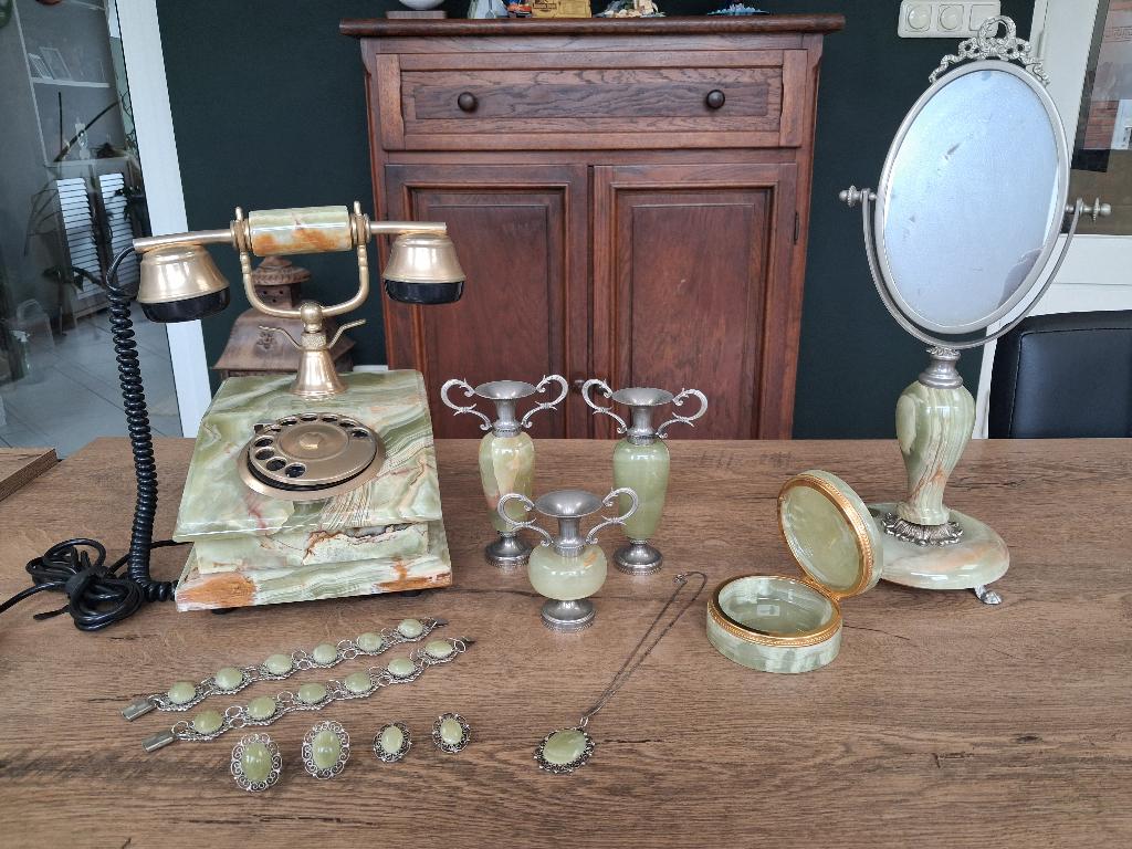 Set vintage Italiaanse Onyx telefoon, Ophalen of Verzenden