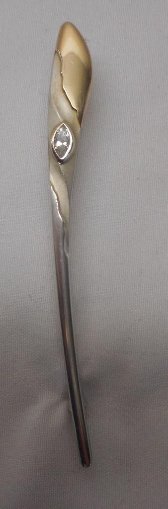 Zilveren Franz Scheuerle modernist broche met goud nr.1589, Verzenden, Zo goed als nieuw, Zilver, Zilver