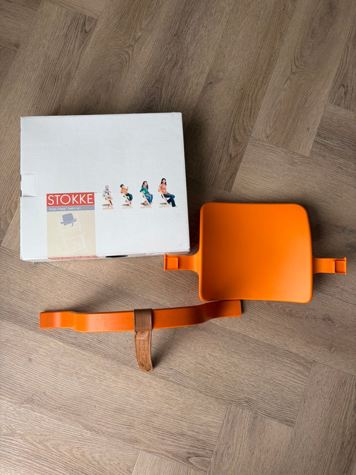 Stokke babyset houten beugel leertje rugleuning tripp trapp, Ophalen of Verzenden, Zo goed als nieuw, Meegroeistoel