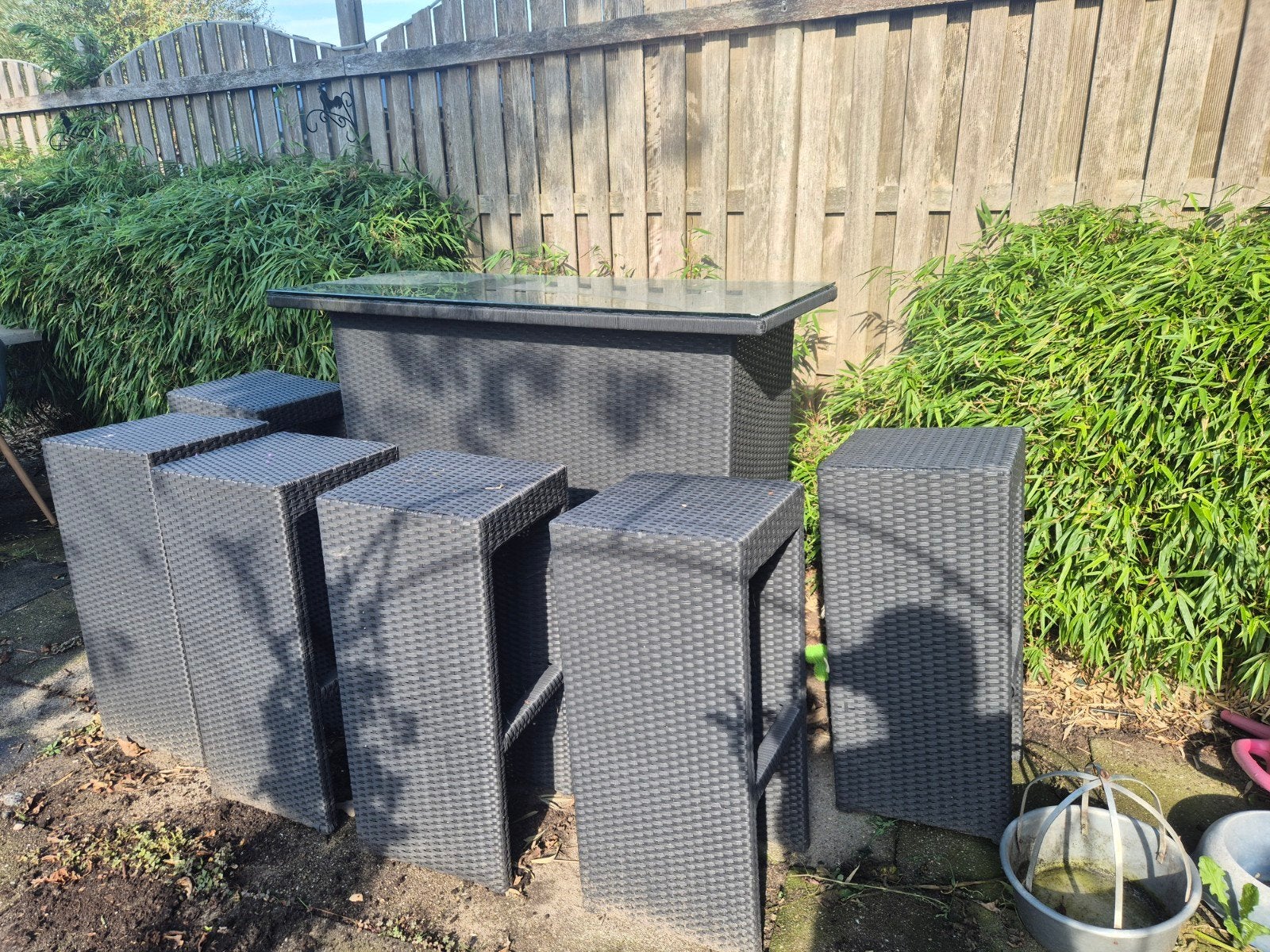 Barset met 6 krukken, Huis en Inrichting, Ophalen, Kunststof, Met voetsteun, 90 cm of meer