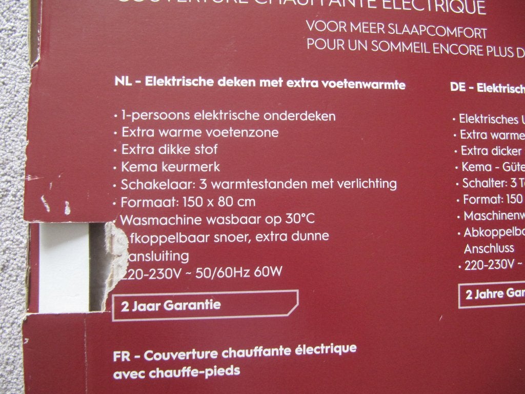 Elektrische deken, Gebruikt, Eenpersoons, Wit, Overige typen