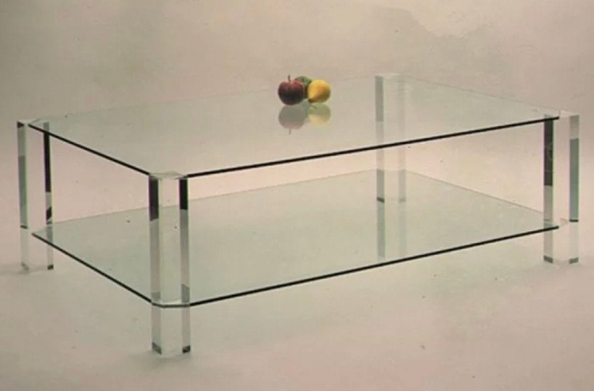 Vintage glazen salontafel Bor design the Hague, Ophalen, Gebruikt, 100 tot 150 cm, 50 tot 100 cm
