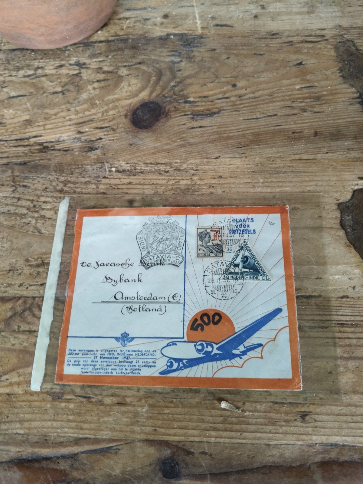 Zeldzame envelop De Javasche Bank Amsterdam 1937, Verzamelen, Ophalen of Verzenden