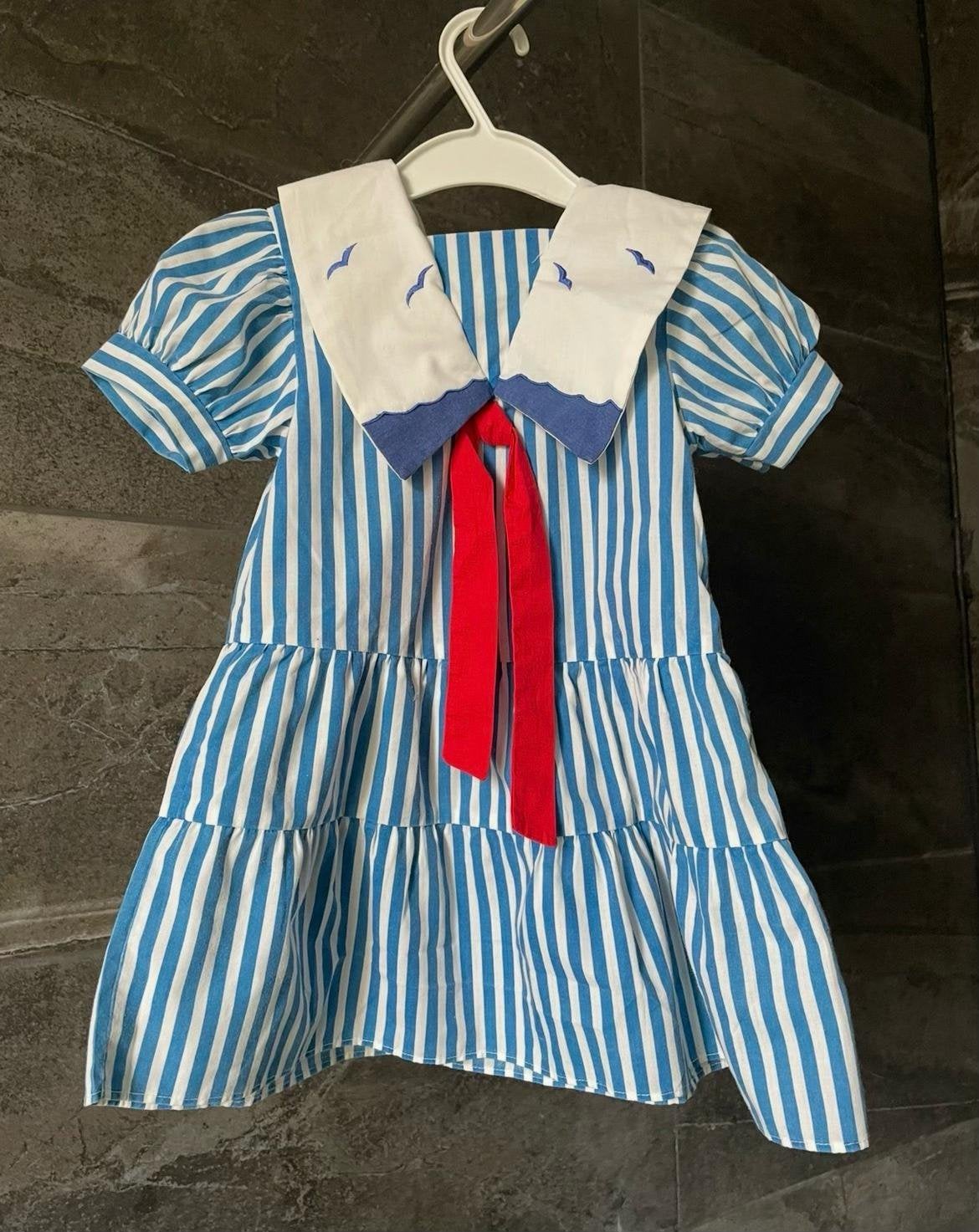 Leuk jurkje katoen Bolino maat 80 wit blauw, Kinderen en Baby's, Babykleding | Maat 80, Ophalen of Verzenden, Zo goed als nieuw