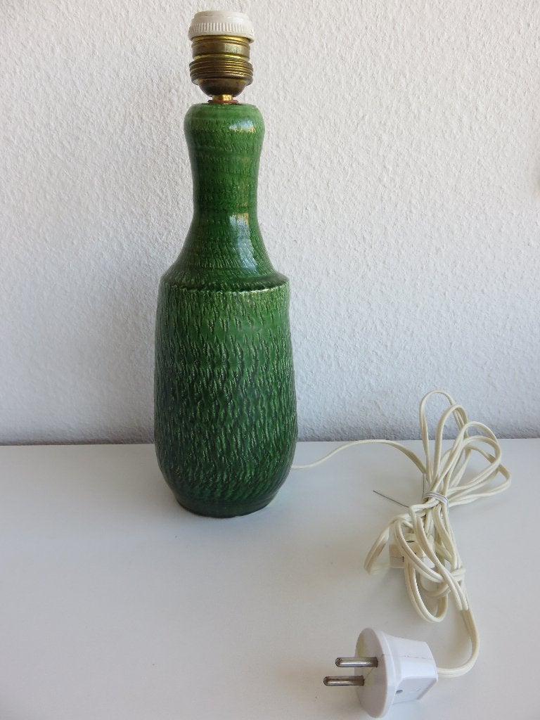 Vintage keramieken groene lampenvoet tafellamp, Huis en Inrichting, Lampen | Tafellampen, Ophalen, Overige materialen, Gebruikt