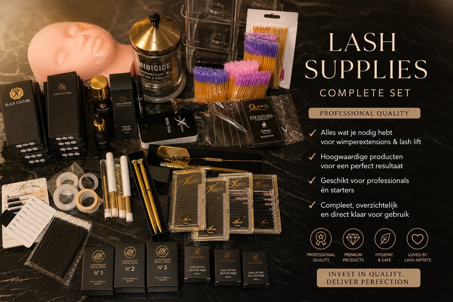 Complete Lash Set – Wimperextensions & Lash Lift, Ophalen, Zo goed als nieuw, Zwart, Ogen