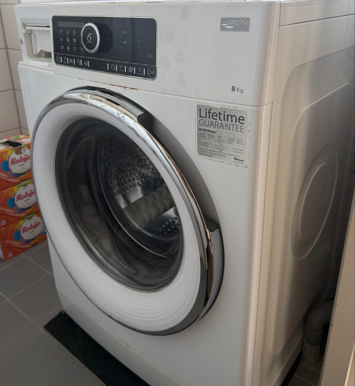 Whirlpool 6th Sense Wasmachine, Witgoed en Apparatuur, Wasmachines, Ophalen, 8 tot 10 kg, Voorlader, Kort programma