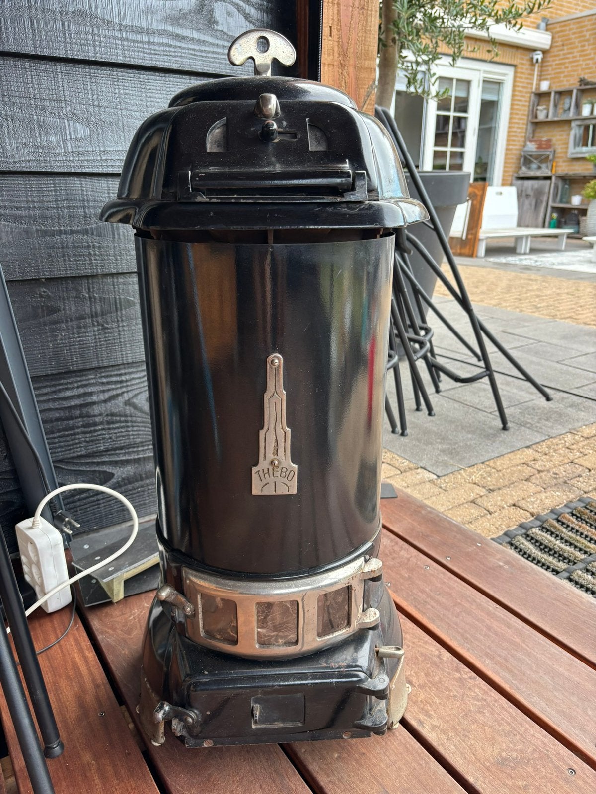 TheBo vintage potkachel uit 1960 compleet, Huis en Inrichting, Kachels, Ophalen, Gebruikt, Hout, Houtkachel