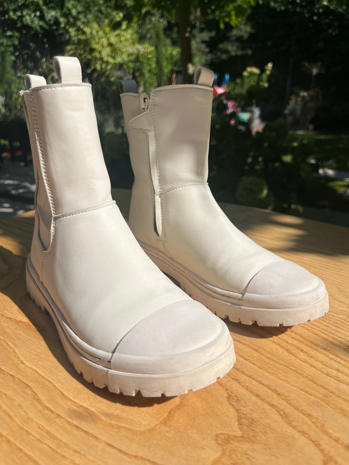 SHOESME Witte Leren Laarsjes Maat 33 ZGAN, Meisje, Ophalen of Verzenden, Laarzen, Zo goed als nieuw