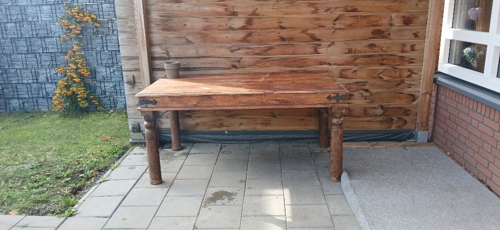 Koloniale tafel, Ophalen, Gebruikt, 50 tot 100 cm, 150 tot 200 cm