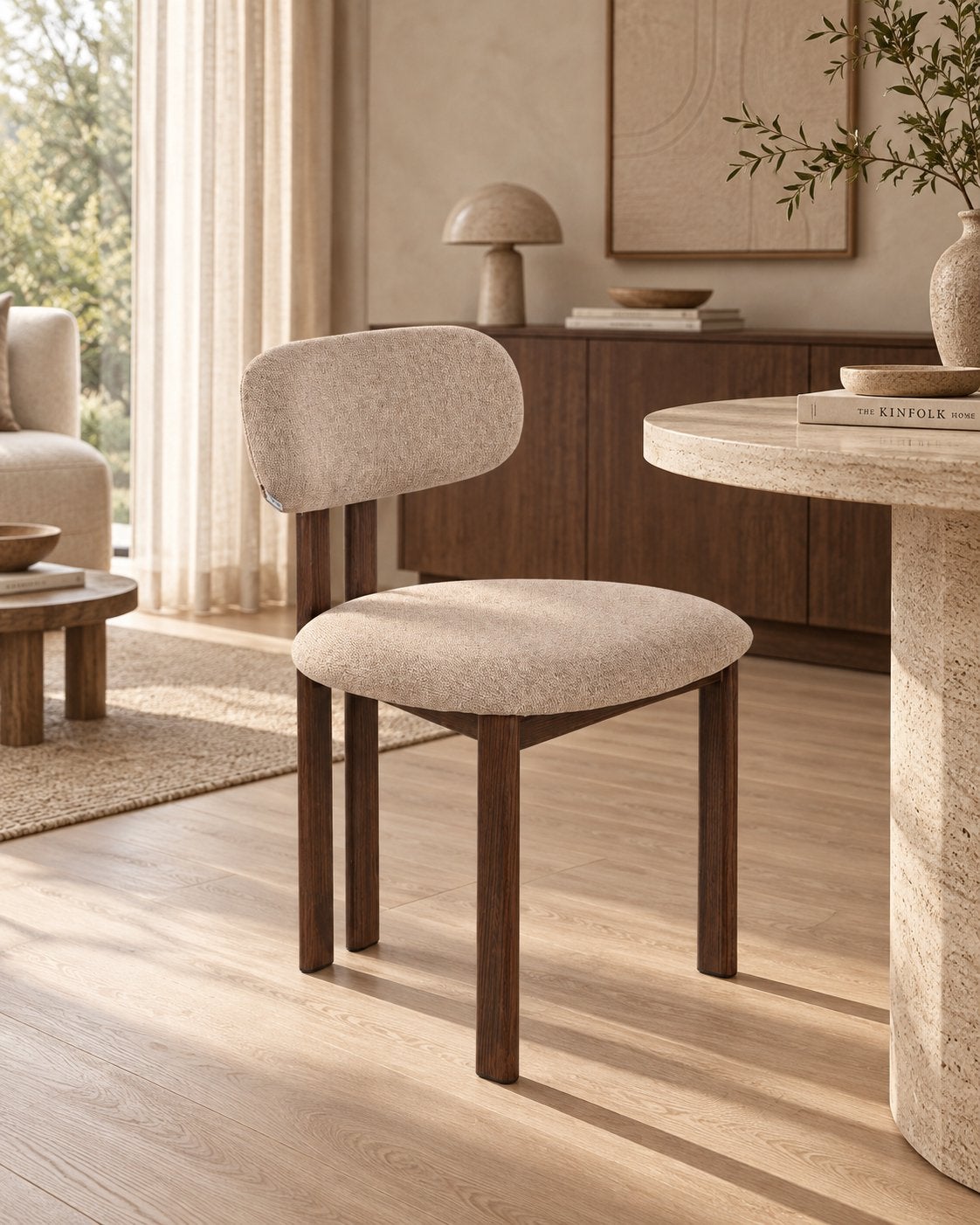 Japandi stijl Eetkamerstoelen beige, Ophalen of Verzenden, Zo goed als nieuw, Overige kleuren, Vier