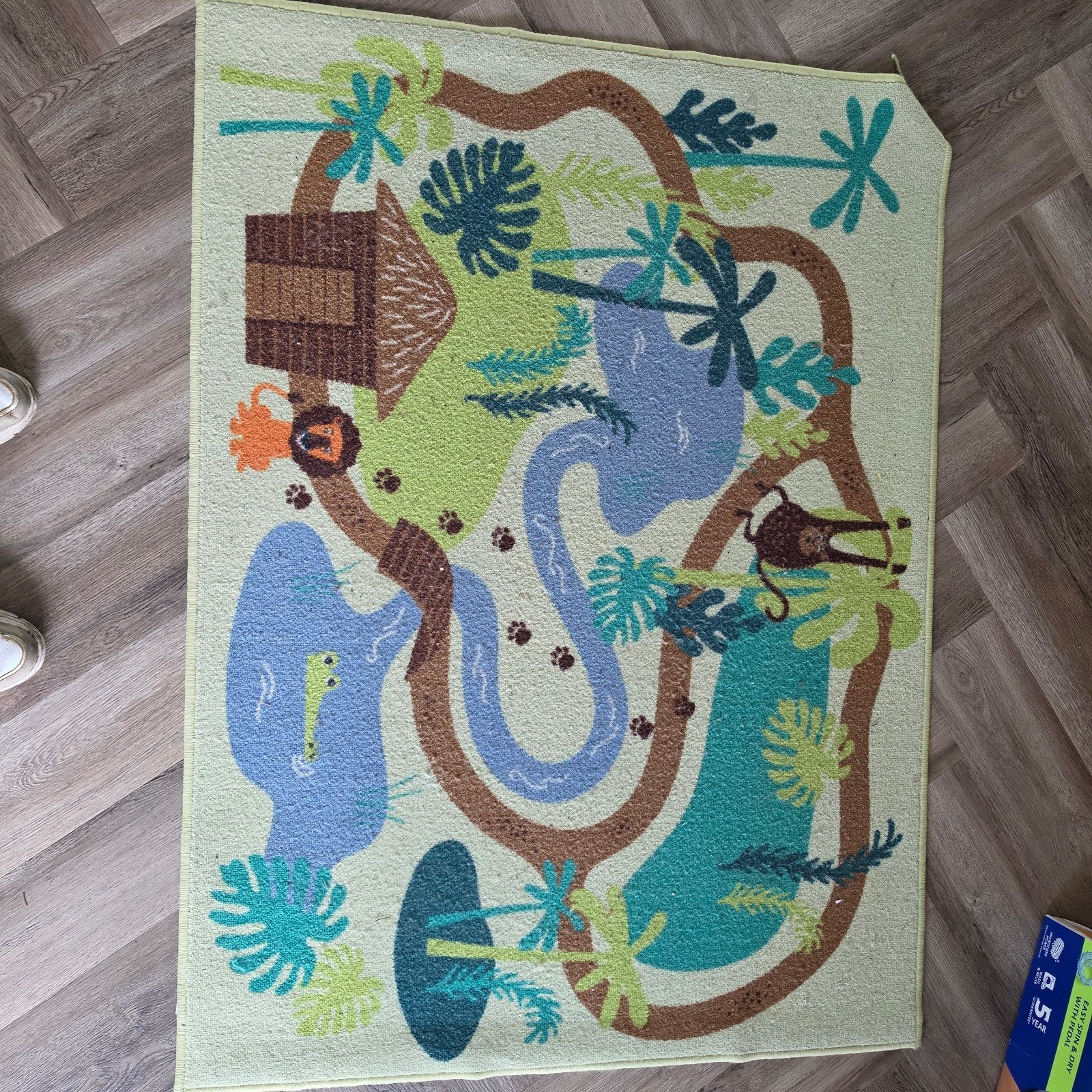 IKEA DJUNGELSKOG vloerkleed 133x100 cm, Ophalen, Gebruikt, Blauw, Rechthoekig