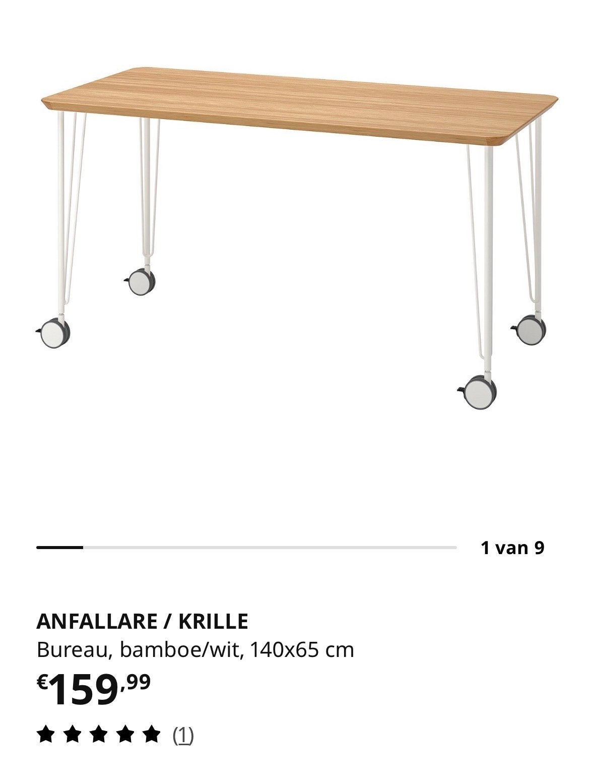 2 IKEA ANFALLARE / KRILLE bureau – bamboe/wit, Ophalen, Gebruikt, Hout, IKEA