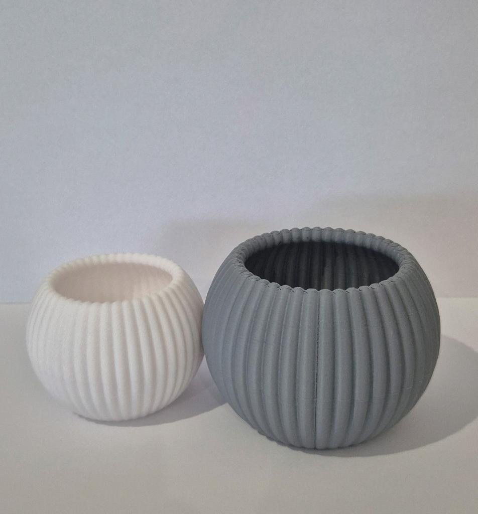 Ribbel theelichthouders – set van 2, Kunststof, Verzenden, Nieuw, Grijs