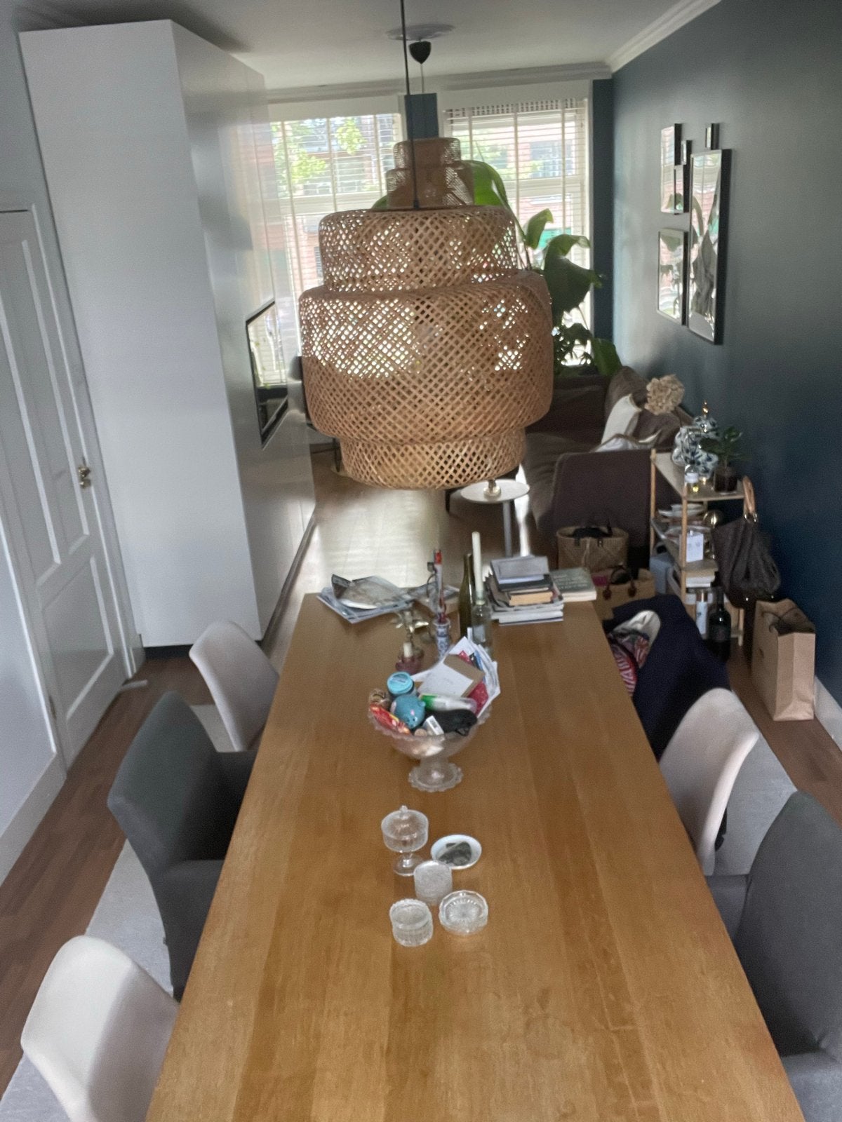 Eikenhouten eettafel - 240x100 cm - Zo goed als nieuw, Huis en Inrichting, Ophalen, Eikenhout, 200 cm of meer, 50 tot 100 cm