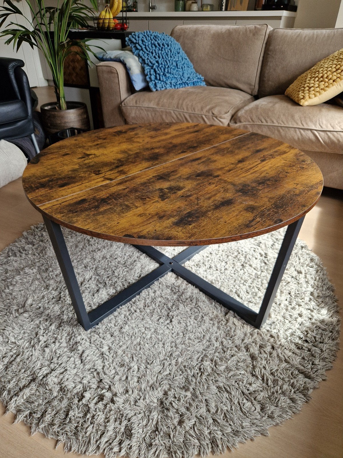 Industriële Salontafel Rond - Robuust en Stijlvol, 50 tot 100 cm, Rond, 50 tot 100 cm, Zo goed als nieuw