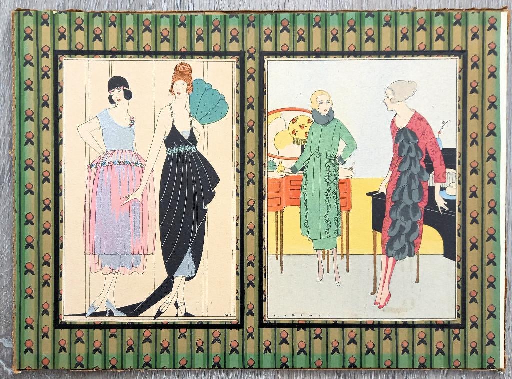2 Art Deco prenten A462 zilveropdruk goudopdruk, Ophalen of Verzenden, Mode, Lithografie