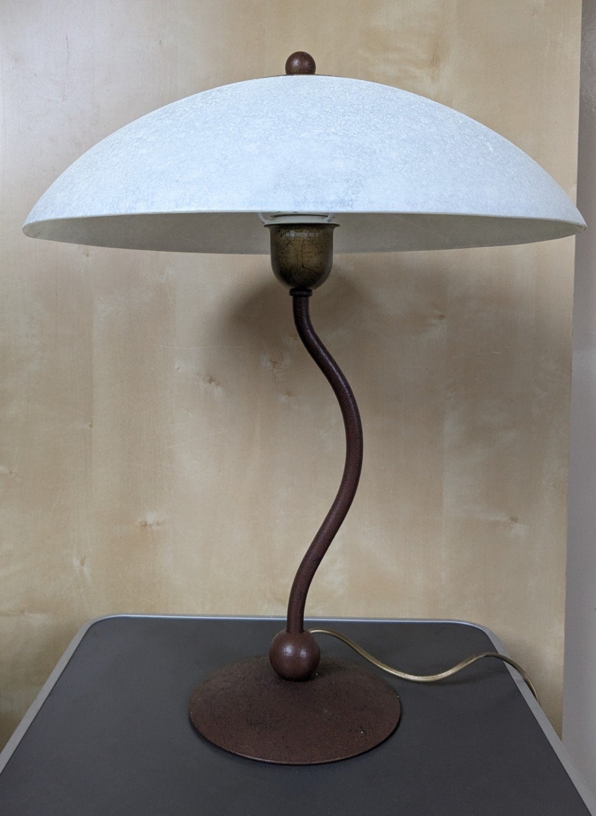 Schemerlamp / staande lamp met schaal van melkglas., Ophalen of Verzenden, Metaal, Schemerlamp