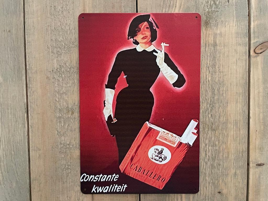Reclamebord Caballero Cigarettes 20x30, Ophalen of Verzenden, Zo goed als nieuw, Reclamebord