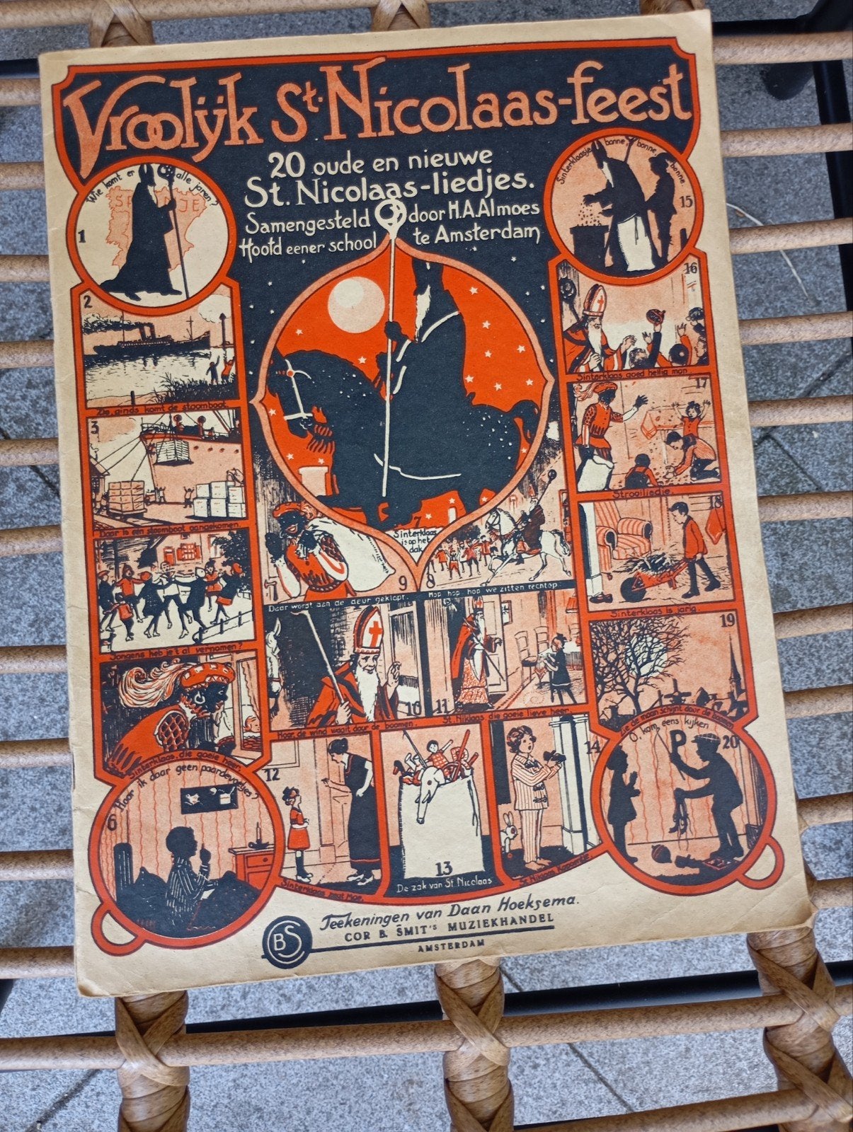 Vintage Sint Nicolaas Poster & Muziek Feest nostalgie, Ophalen of Verzenden, Overige typen