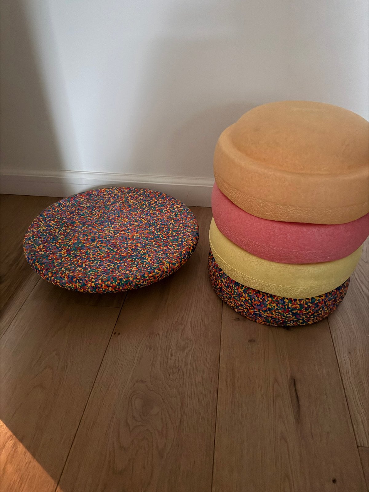 Stapelstein set: 4 stenen (incl. confetti) + balanceboard, Ophalen, Zo goed als nieuw, Bouwen