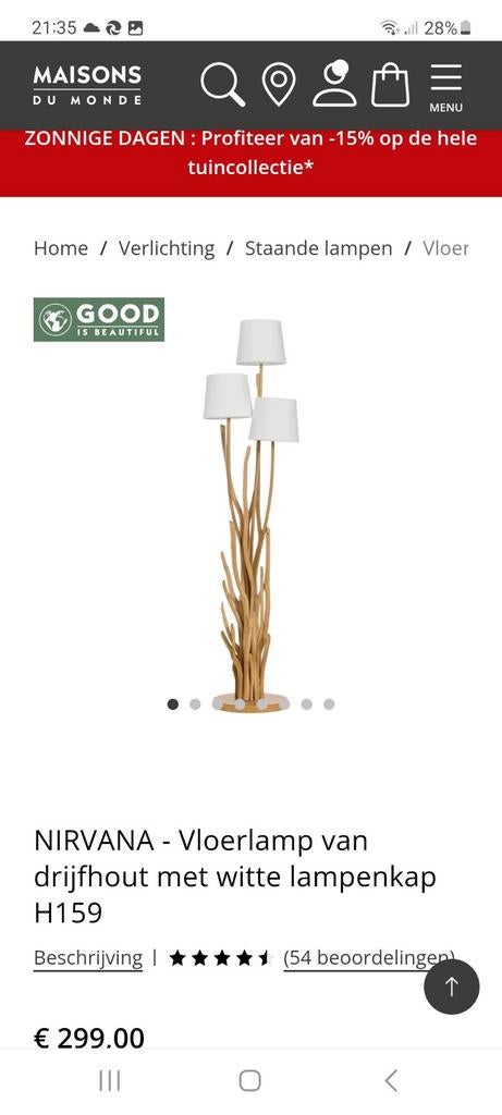 Staande lamp, takken voet en 3 kapjes, Ophalen of Verzenden, Zo goed als nieuw