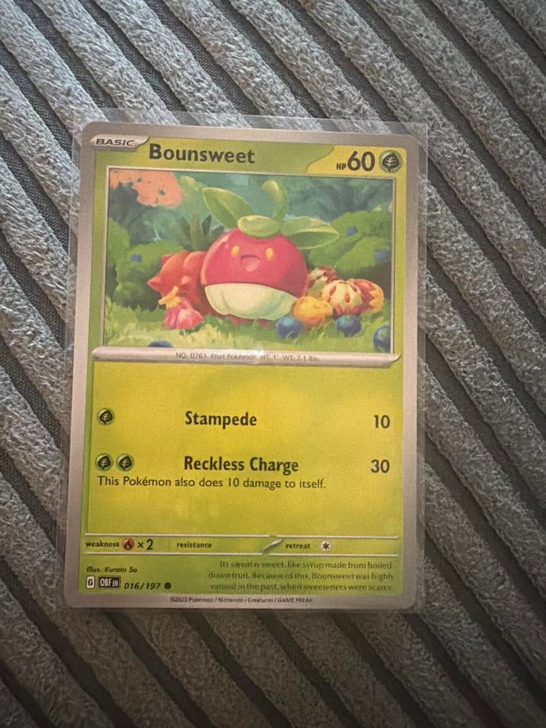 Bounsweet Pokémon Kaart - Basic HP 60 (016/197), Ophalen of Verzenden, Zo goed als nieuw, Losse kaart