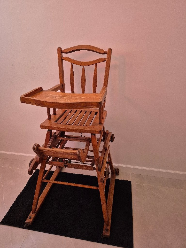 Antieke 3-in-1 Thonet-stijl Kinderstoel, Ophalen