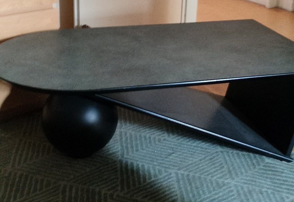 Salontafel Kiezelvorm 125cm Keramisch Groen Grijs Marmer, Huis en Inrichting, 100 tot 150 cm, Modern desing, Zo goed als nieuw