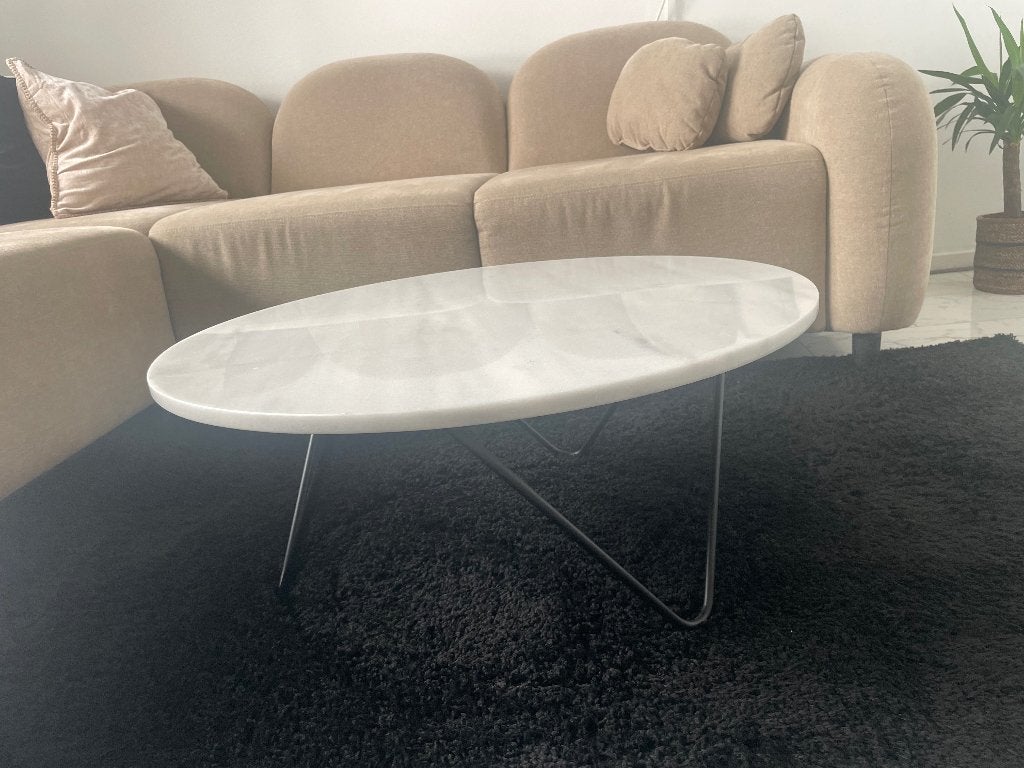 Marmeren salontafel, Ophalen, 50 tot 100 cm, Overige materialen, Rond