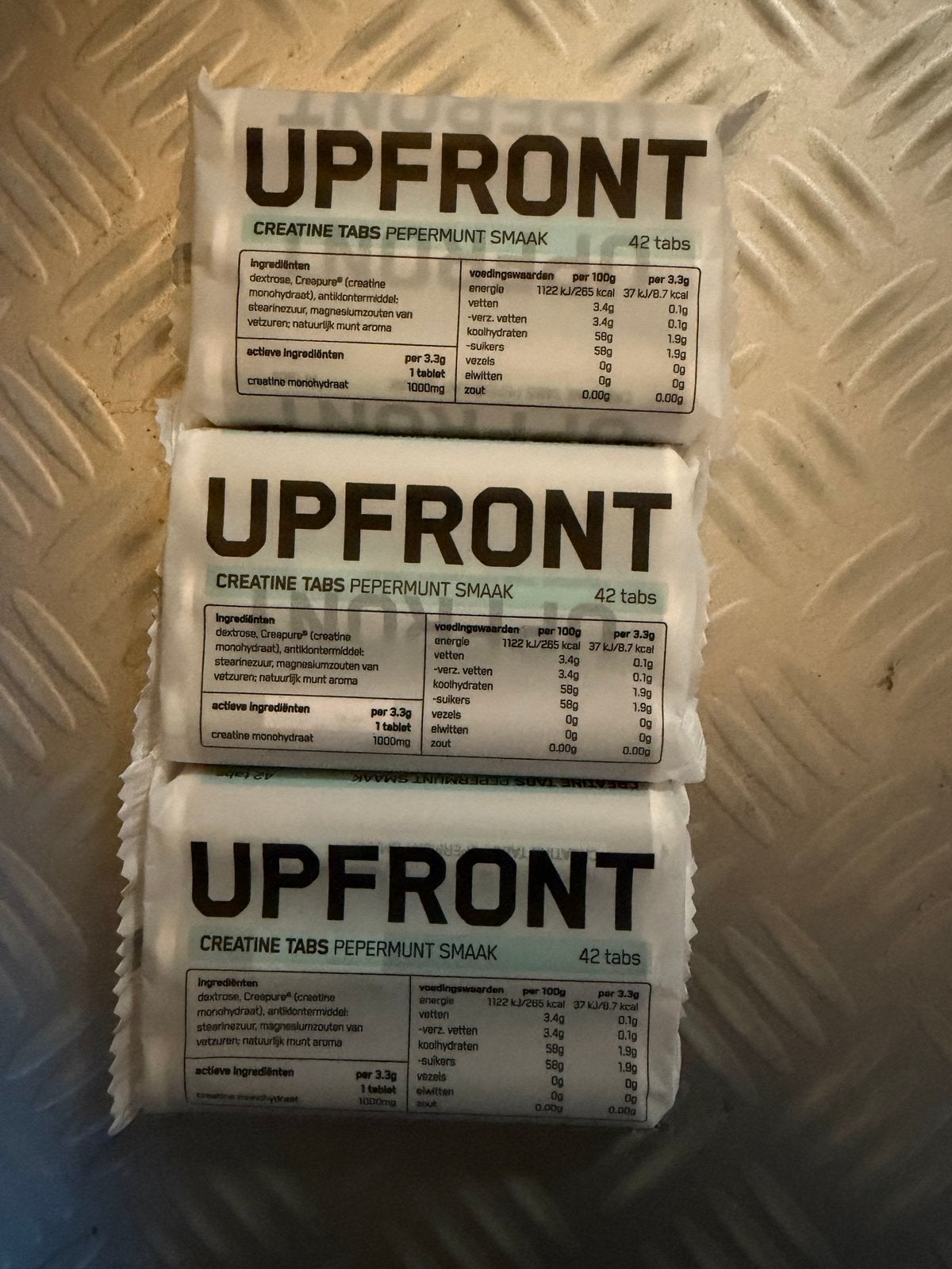 UPFRONT Creatine Tabs Pepermunt Smaak - 3x 42 tabs, Ophalen of Verzenden, Nieuw, Poeder of Drank