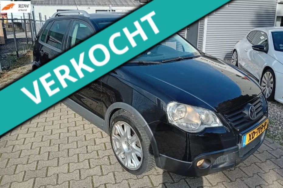 Volkswagen Polo 1.4 16V 59KW Cross 2006 Zwart NETTE AUTO!!, Voorwielaandrijving, Dealer onderhouden, Zwart, Bedrijf
