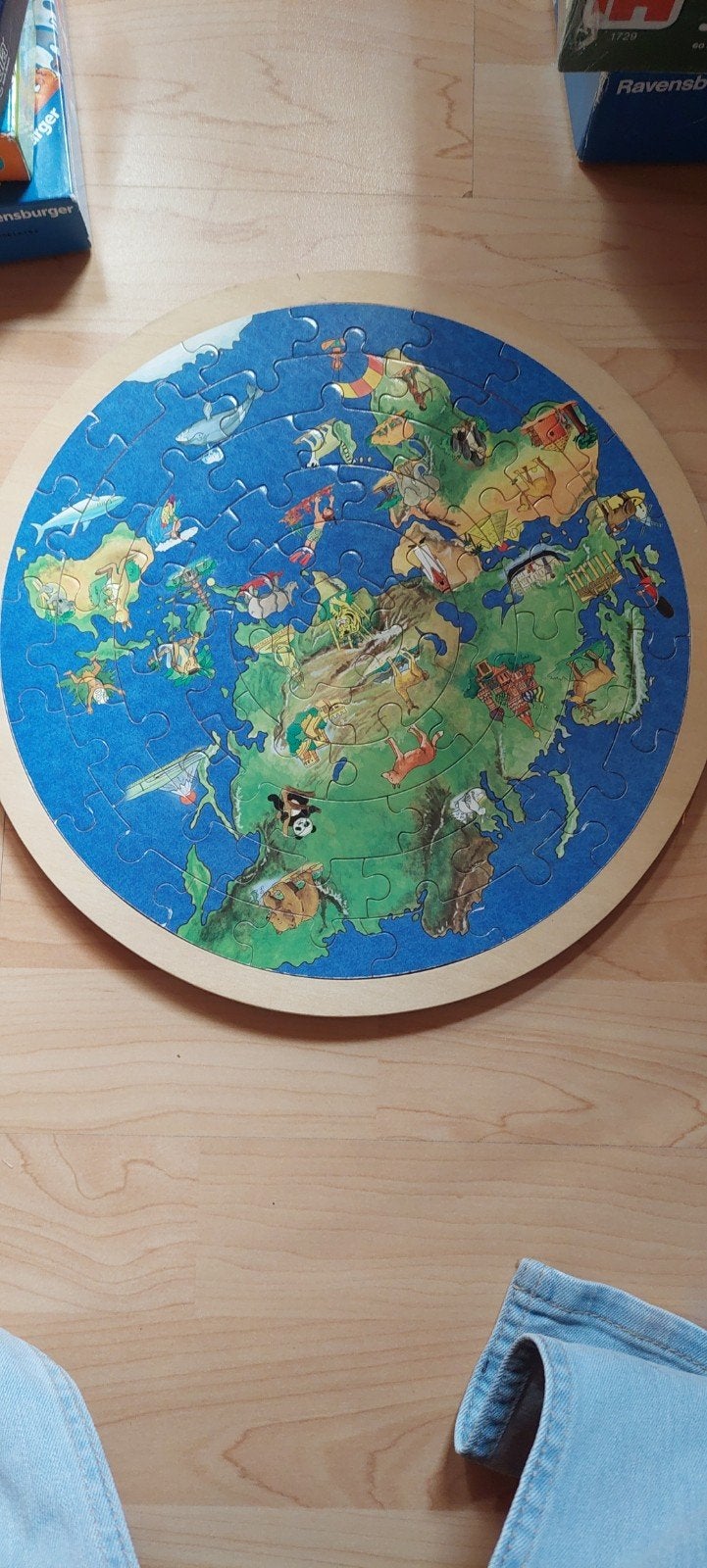 Dubbelzijdige Wereldkaart Puzzel voor Kinderen, Ophalen of Verzenden, Meer dan 50 stukjes, Gebruikt, 4 tot 6 jaar