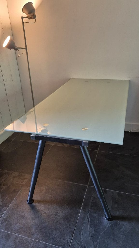 Glazen Eettafel (IKEA Galant), Ophalen, 50 tot 100 cm, Vijf personen of meer, Glas