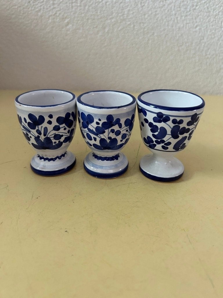 3 handgeschilderde keramische eierdopjes Orvieto Italië, Antiek en Kunst, Ophalen of Verzenden