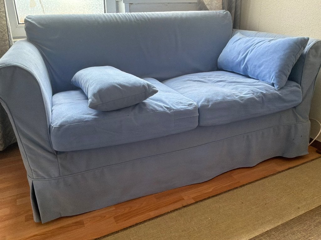 Slaapbank 2 personen, Ophalen, Gebruikt, Blauw, Tweepersoons