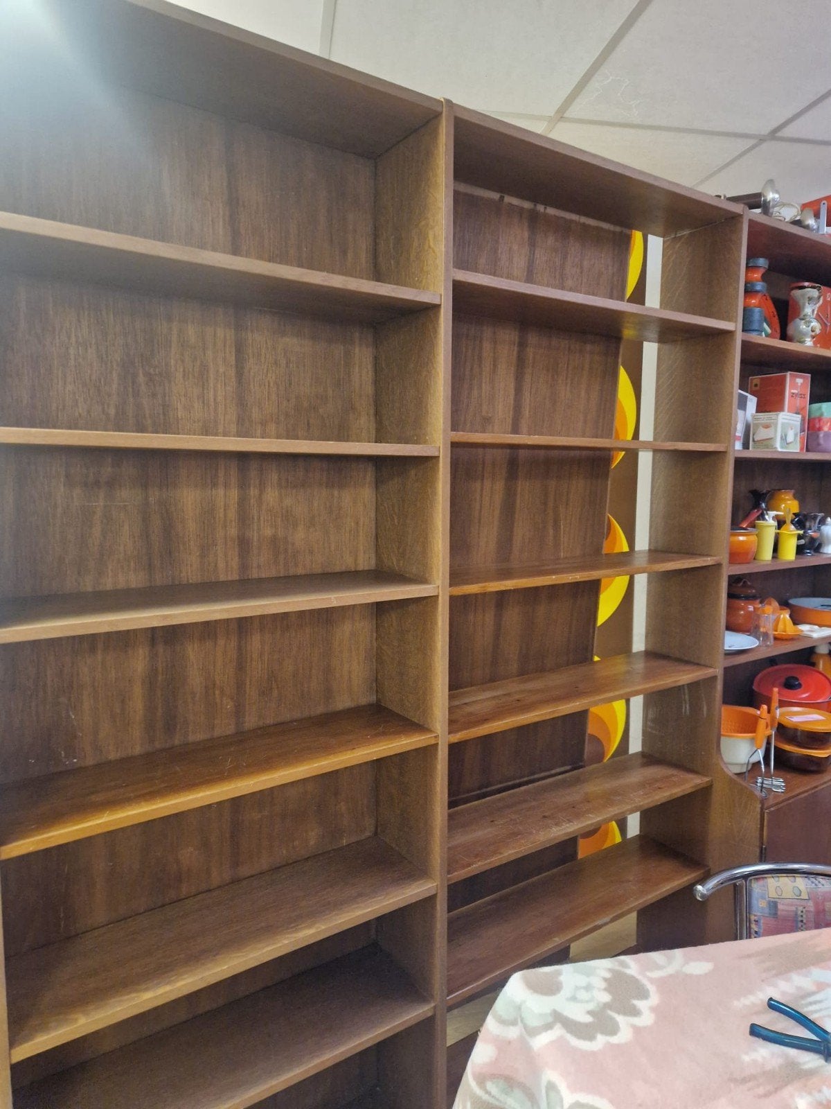 Vintage Teakhouten Boekenkast met Planken en Deuren, Vintage, Mid-century modern, 200 cm of meer, Onbekend, Onbekend