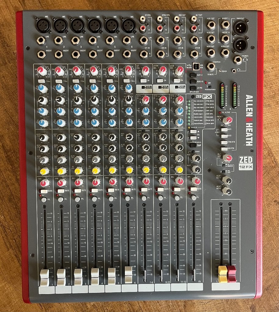 Allen & Heath ZED-12FX professionele analoge mengtafel, Ophalen, Gebruikt, 10 tot 20 kanalen, Microfooningang