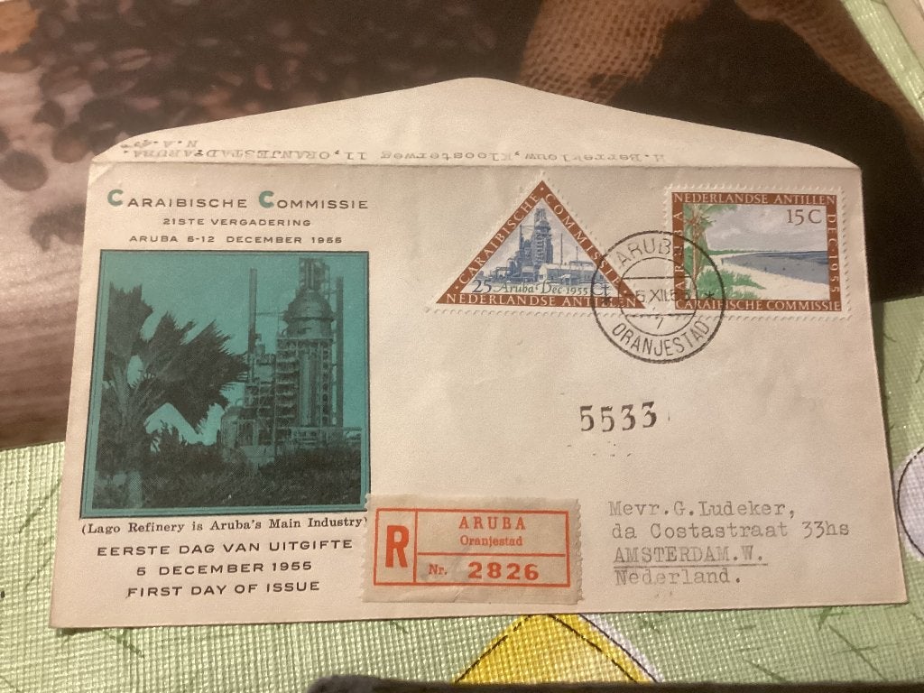 No5288 Voorloper 5-12-1955 Nederlandse Antillen aangetekend, Postzegels en Munten, Ophalen, Beschreven, Rest van de wereld