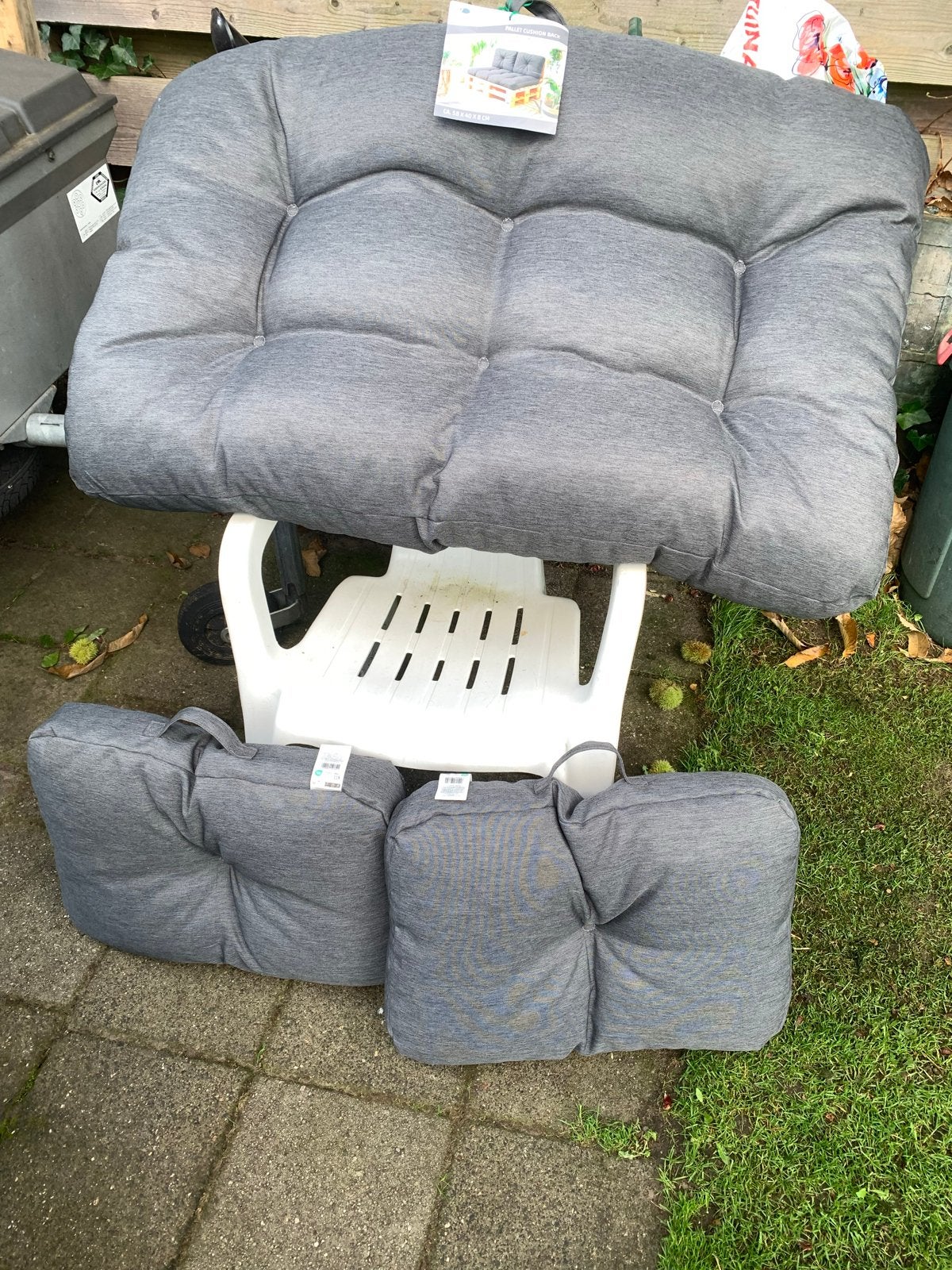 Sun Garden Palletkussenset - Rug en Zitkussens Grijs, Ophalen of Verzenden, Nieuw