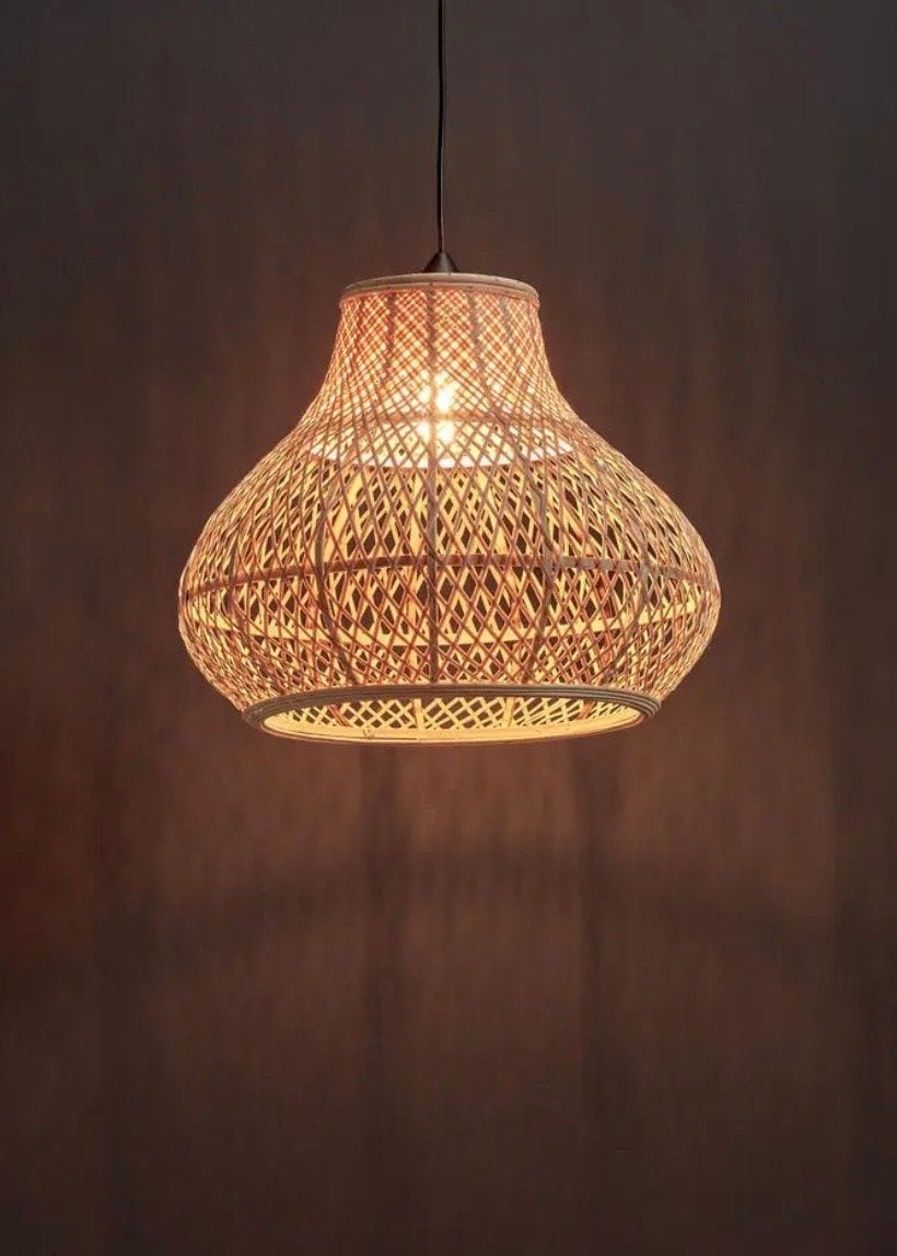 Brisa Naturel Bamboe Lampenkap 47 cm doorsnee, Huis en Inrichting, Lampen | Lampenkappen, Zo goed als nieuw, Hanglamp, Rond, Beige