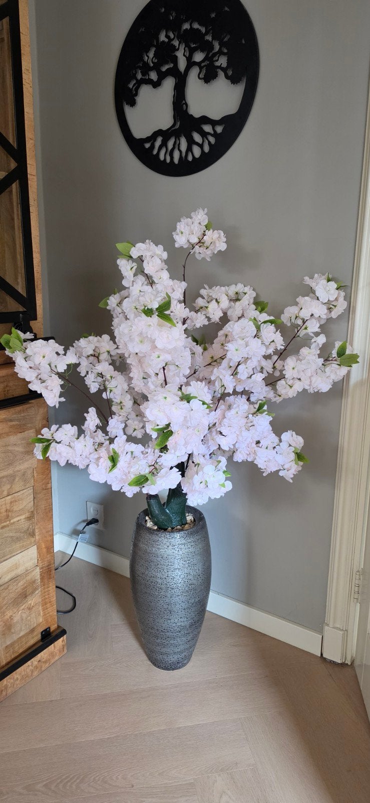 Vaas met kunstboom, Overige kleuren, Ophalen of Verzenden, Minder dan 50 cm, Glas