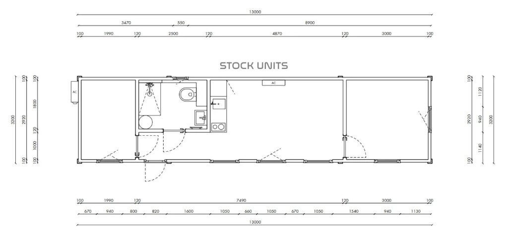 StockUnits Mantelzorgunit (13x3,2m) 2 slaapkamer Op Voorraad, Verzenden, Nieuw