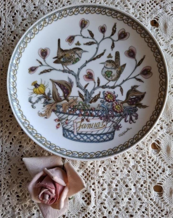 Hutschenreuther bordje, winterkoninkje, Januari, Ole Winther, Ophalen of Verzenden