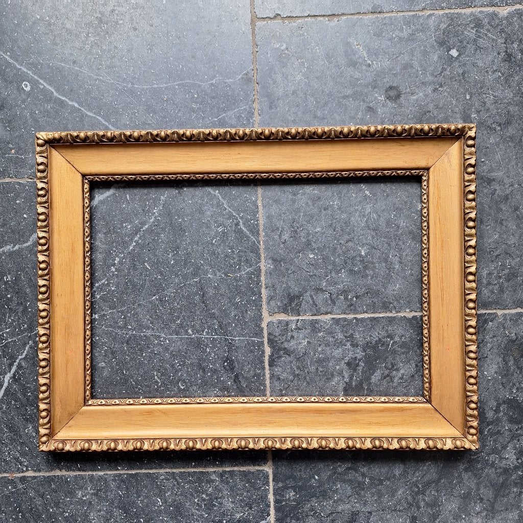 Gouden antieke klassieke schilderijlijst met sierrand, Gebruikt, Met sierrand, 42 cm, 57 cm