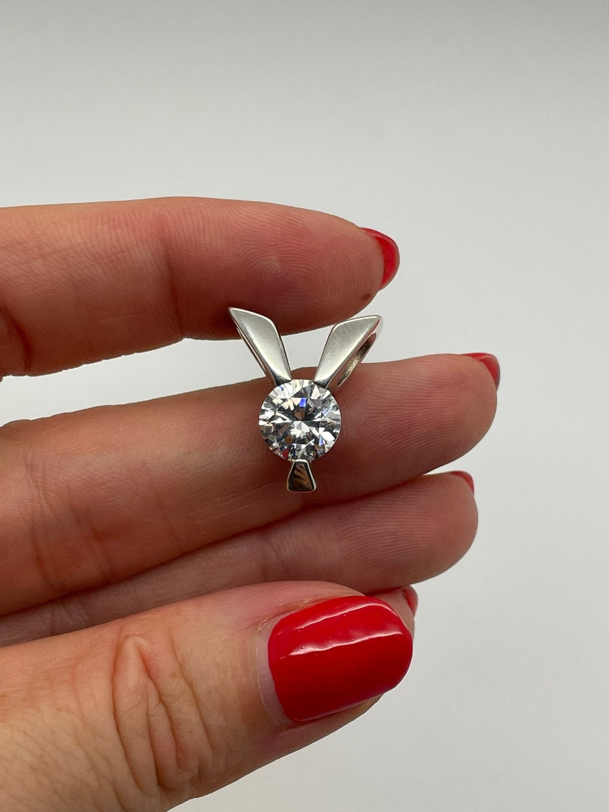 F143 Prachtige zilveren hanger heldere steen, Sieraden, Tassen en Uiterlijk, Kettinghangers, Overige voorstellingen, Ophalen of Verzenden